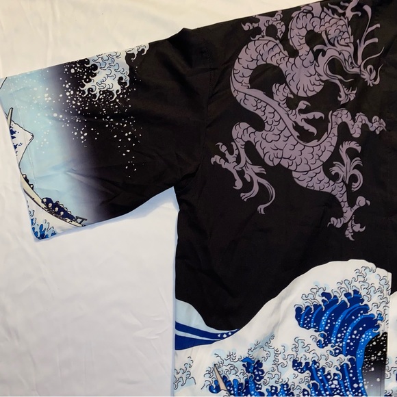 Ocean Print Open Front Lightweight Shirt - Picture 6 of 7